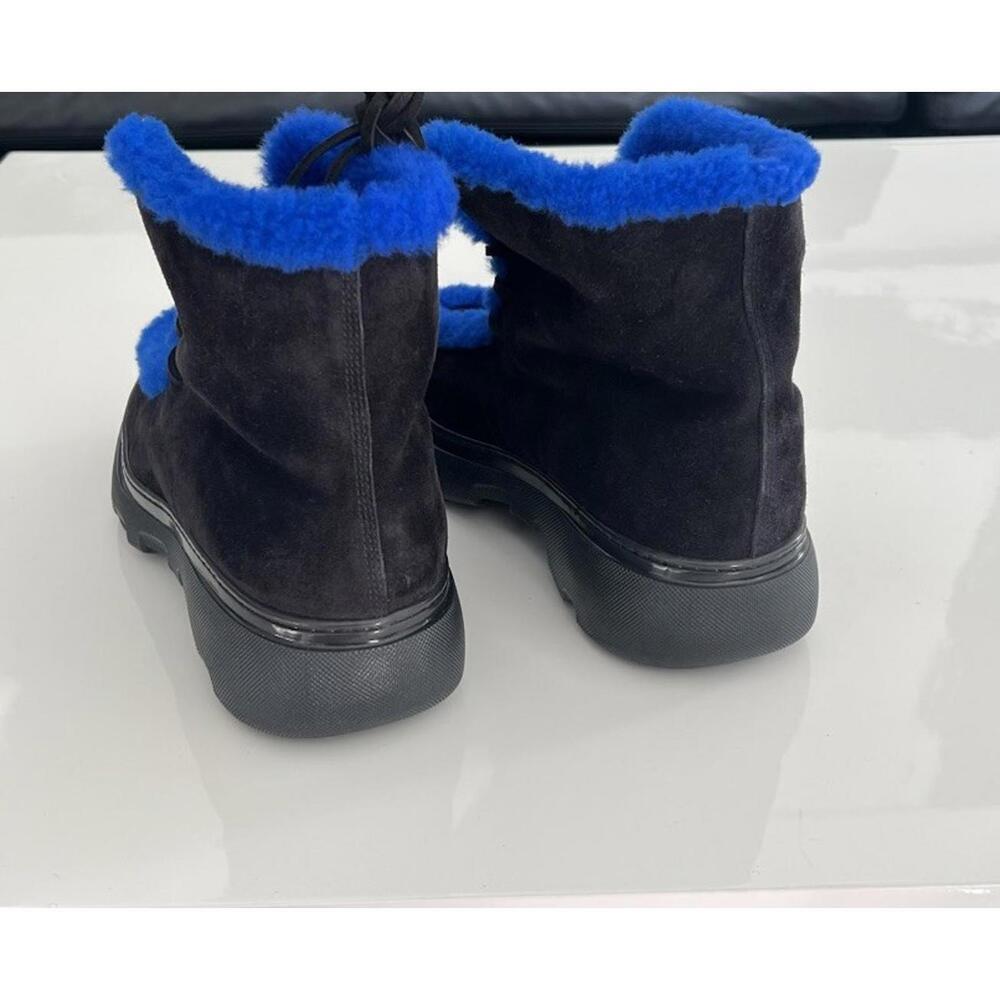$1550 Burberry Mens Creeper Shearling Black Blue Winter Boots Size 42 /US 9 - Picture 10 of 16